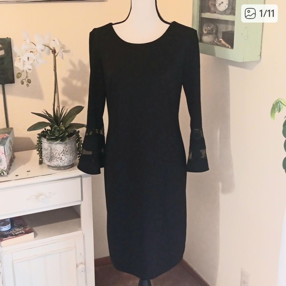 Chetta B Black Cocktail Dress With Lace Sleeves. Evening . Whimsigoth